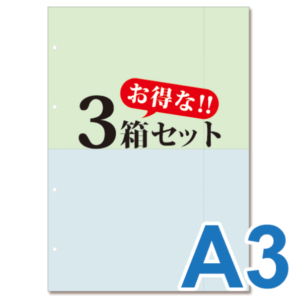 【送料無料】 ミシン目入り帳票用紙　(A3・2面・2色・4穴)　3箱セット 10004
