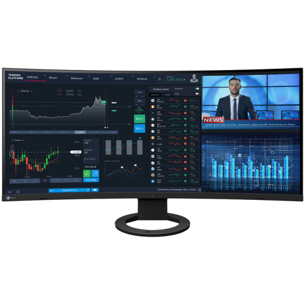 【別途送料有り】 EIZO 95.3cm（37.5）型カラー液晶モニター FlexScan EV3895 ブラック EV3895-BK