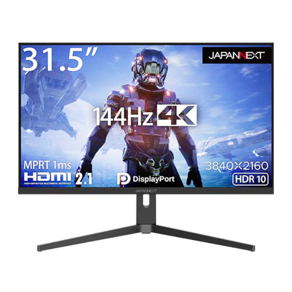 JAPANNEXT ゲーミング液晶ディスプレイ 31.5型/3840×1920/HDMI2.1×1、HDIM×1、DP×2/BK/スピーカー：あり JN-315IPS144UHDR-N