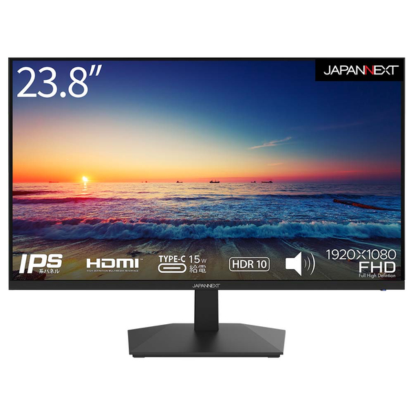 JAPANNEXT 液晶ディスプレイ 23.8型/1920×1080/HDMI×2、USB-C×1/ブラック/スピーカー JN-IPS238FHDR-C