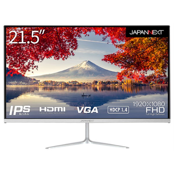 JAPANNEXT 液晶ディスプレイ/21.5型/1920×1080/HDMI×1、VGA×1/シルバー/スピーカー：有 JN-IPS215FHD