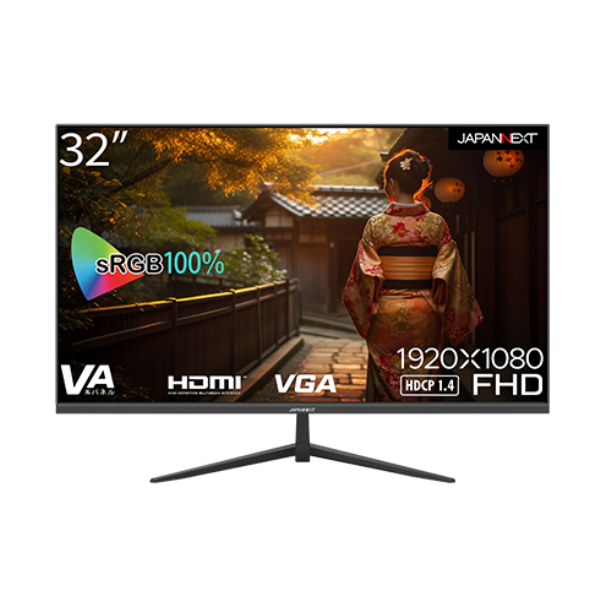 JAPANNEXT 液晶ディスプレイ/32型/1920×1080/HDMI×1、VGA×1/ブラック/スピーカー：有 JN-V32FLFHD