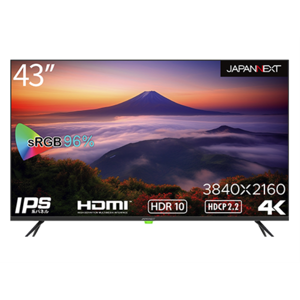 【別途送料有り】 JAPANNEXT 【法人限定】液晶ディスプレイ/43型/3840×2160/HDMI×3、USB×1/ブラック/スピーカー：有 JN-IPS4302TUHDR