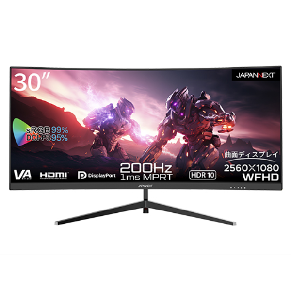 JAPANNEXT 液晶ディスプレイ/30型/2560×1080/DP×2、HDMI×2/ブラック/スピーカー：無 JN-VCG30202WFHDR-N
