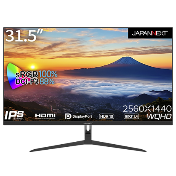 JAPANNEXT 液晶ディスプレイ/31.5型/2560×1440/DP×1、HDMI×2/ブラック/スピーカー：有 JN-IPS3150WQHDR