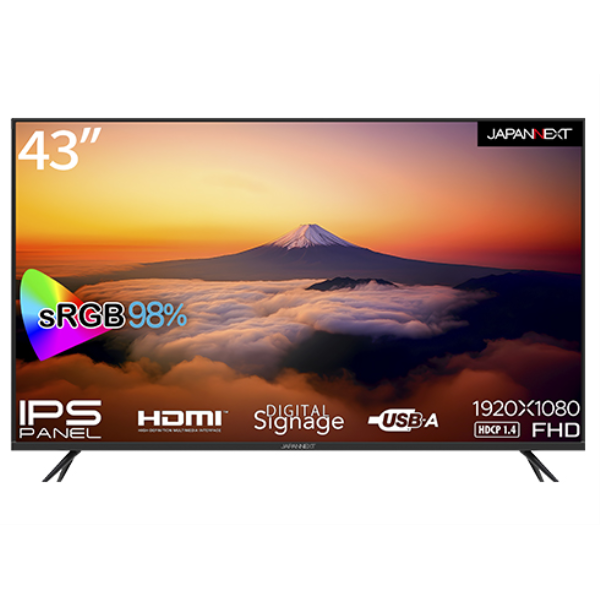 【別途送料有り】 JAPANNEXT 【法人限定】液晶ディスプレイ 43型/1920×1080/HDMI×3、USB×2/ブラック/スピーカー：有 JN-IPS43FHD-U