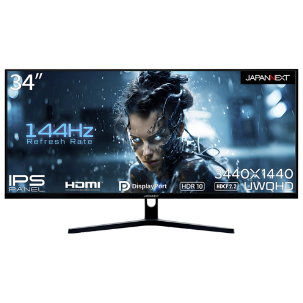 JAPANNEXT ゲーミング液晶ディスプレイ 34型/3840×2160/HDMI×3、USB×1/ブラック/スピーカー：有 JN-IPS34144UWQHDR
