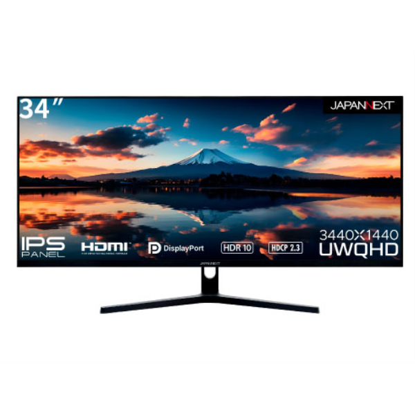 JAPANNEXT 液晶ディスプレイ 34型/3440×1440/HDMI×2、DP×2/ブラック/スピーカー：有 JN-IPS3401UWQHDR
