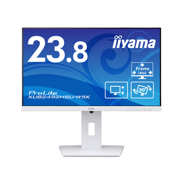 iiyama 液晶ディスプレイ 23.8型/1920×1080/D-sub、HDMI、DisplayPort/ホワイト/スピーカー有/IPS方式/昇降/回転 XUB2492HSU-W5K