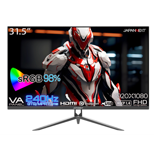 JAPANNEXT ゲーミング液晶ディスプレイ 31.5型/1920×1080/HDMI×2、DP×1/ブラック/スピーカー有 JN-V315G240FHDR