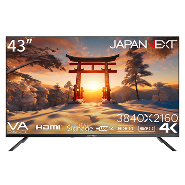 JAPANNEXT 液晶ディスプレイ 43型/3840×2160/HDMI×3/ブラック/スピーカー：有/1年保証 JN-V43UHDR-U