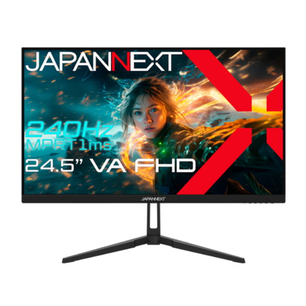 JAPANNEXT ゲーミング液晶ディスプレイ 24.5型/1920×1080/HDMI×2、DP×1/ブラック/スピーカー有/1年保証 JN-VG245FHDR240