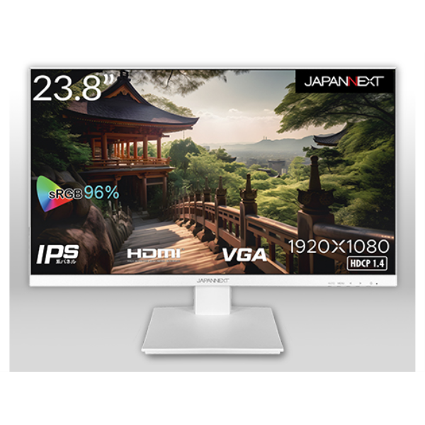 グリーンハウス 液晶ディスプレイ/23.8型/1920×1080/HDMI×1、VGA×1/ブラック/スピーカー：無/1年保証 JN-238i75F-W