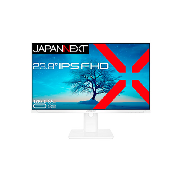 JAPANNEXT 液晶ディスプレイ 23.8型/1920×1080/HDMI×1、DP×1、USB-C×1/ホワイト/スピーカー有/1年保証 JN-IPS2381FHDR-C65W-HSP-W