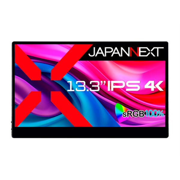 JAPANNEXT タッチパネル対応モバイルモニター 13.3型/3840×2160/HDMI、USB-C×1/ブラック/スピーカー有/1年保証 JN-MD-IPS133UHDR-T