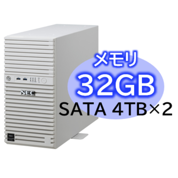 NEC Express5800/D/T110m Xeon E-2414 4C/32GB/SATA 4TB*2 RAID1/W2022/タワー 3年保証 NP8100-2995YP8Y