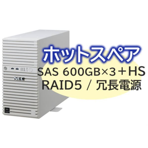 NEC Express5800/D/T110m Xeon E-2436 6C/32GB/SAS 600GB*4 RAID5/W2022/タワー 3年保証 NP8100-2995YPAY