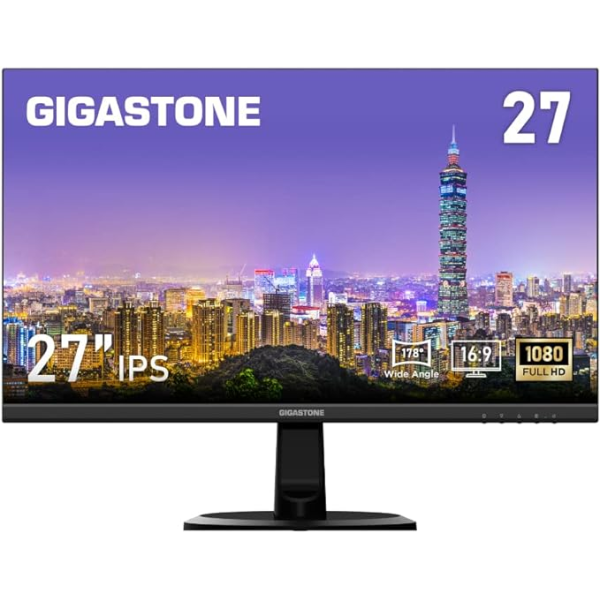 Gigastone 液晶モニター 27型/1920×1080/D-sub、HDMI/BK/スピーカー/IPS/178度/広視野角/高解像度/フルHD/75Hz GJLM-27FF2-270