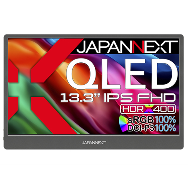 JAPANNEXT 液晶ディスプレイ 13型/1920×1080/USB Type-C×2、miniHDMI×1/ブラック/スピーカー有/1年保証 JN-MD-IQ1301FHDR