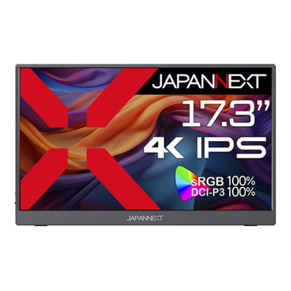 JAPANNEXT 液晶ディスプレイ 17.3型/3840×2160/HDMI×1、USB-C×2/ブラック/スピーカー有/1年保証 JN-MD-IPS1732UHDR