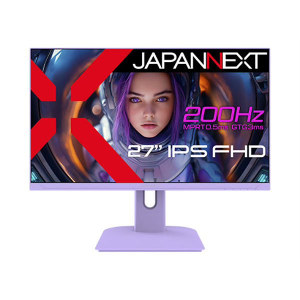 JAPANNEXT ゲーミング液晶ディスプレイ 27型/1920×1080/HDMI×2、DP×1/パープル/スピーカー/1年保証 JN-IPS27G200F-PP