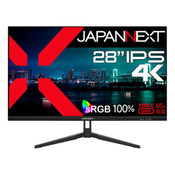 JAPANNEXT 液晶ディスプレイ 28型/3840×2160/HDMI、DP、USB-C×1/ブラック/スピーカー無/1年保証 JN-IPS28U-C6