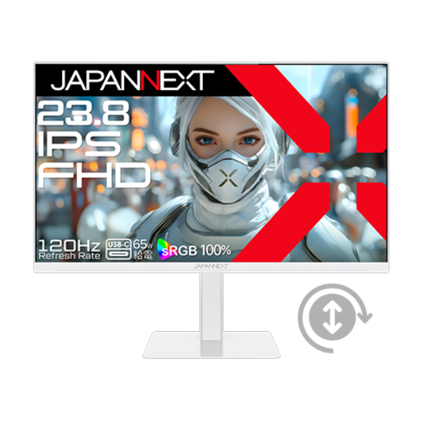 JAPANNEXT 液晶ディスプレイ 23.8型/1920×1080/HDMI×1、DP×1、USB-C×1/ホワイト/スピーカー有/2年保証 JN-238IPS120F-HSPC6-W