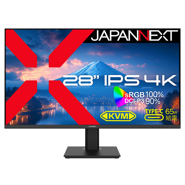 JAPANNEXT 液晶ディスプレイ 28型/3840×2160/DP×1、HDMI×1、USB-C×1/ブラック/スピーカー有/2年保証 JN-i28U-C6
