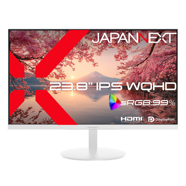JAPANNEXT 液晶ディスプレイ 23.8型/2560×1440/HDMI×1、DP×1/ホワイト/スピーカー有/2年保証 JN-IPS238Q-W