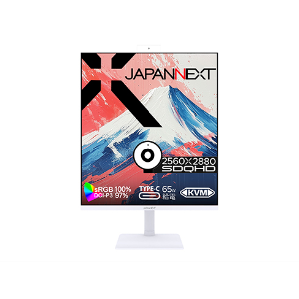 JAPANNEXT 液晶ディスプレイ 27.6型/2560×2880/HDMI×1、DP×1、USB-C×1/ホワイト/スピーカー有/2年保証 JN-IPS276SDQHD-HSPC6-CMS