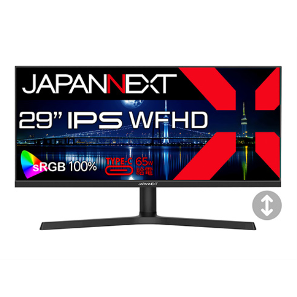 JAPANNEXT 液晶ディスプレイ 29型/2560×1080/HDMI×1、DP×1、USB-C×1/ブラック/スピーカー有/2年保証 JN-IPS292WFHD-HSP-C65W