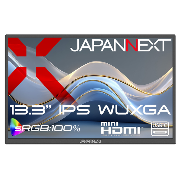 JAPANNEXT 液晶ディスプレイ 13.3型/1920×1200/miniHDMI×1、USB-C×1/ブラック/スピーカー有/2年保証 JN-MD-IPS133WX