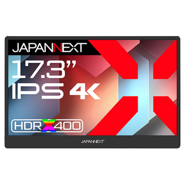 JAPANNEXT 液晶ディスプレイ 17.3型/3840×2160/miniHDMI×1、USB-C×2/ブラック/スピーカー有/2年保証 JN-MD-IPS173U