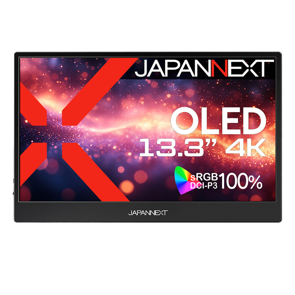JAPANNEXT 液晶ディスプレイ 13.3型/3840×2160/miniHDMI×1、Type-C×2/ブラック/スピーカー有/2年保証 JN-MD-OLED1331UHDR