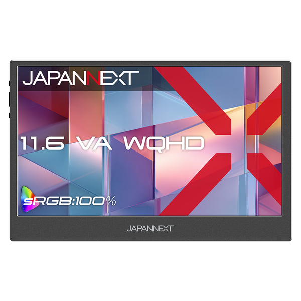 JAPANNEXT 液晶ディスプレイ 11.6型/2560×1440/miniHDMI×1、USB-C×2/ブラック/スピーカー有/2年保証 JN-MD-V116Q