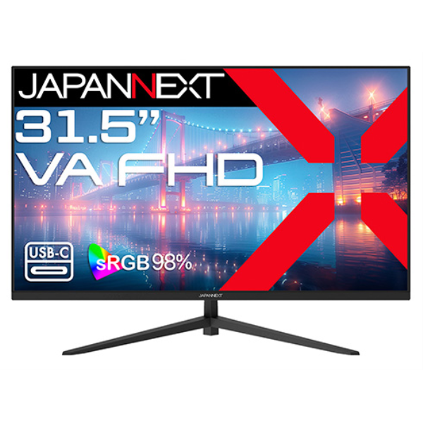 JAPANNEXT 液晶ディスプレイ 31.5型/1920×1080/HDMI×1、DP×1、USB-C×1/ブラック/スピーカー無/2年保証 JN-V315F2-C6