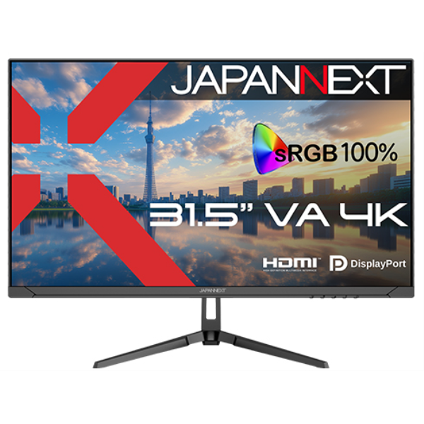 JAPANNEXT 液晶ディスプレイ 31.5型/3840×2160/HDMI×2、DP×1/ブラック/スピーカー有/2年保証 JN-V315U2