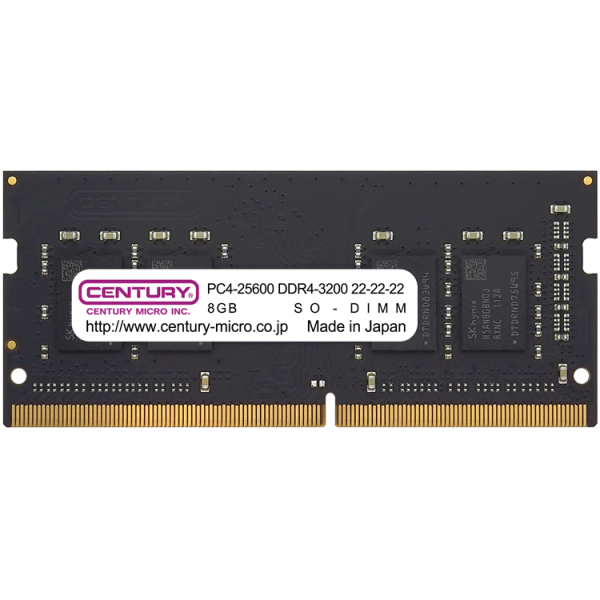 センチュリーマイクロ ﾉｰﾄPC用 PC4-25600/DDR4-3200 8GB 260pin Unbuffered_Non-ECC_SO-DIMM 1.2v 1ra CB8G-SOD4U3200H: