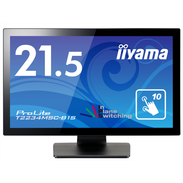 iiyama タッチパネル液晶ディスプレイ 21.5型/1920×1080/D-sub、HDMI、DP/BK/スピーカー/FHD/IPS/防塵防滴 T2234MSC-B1S: