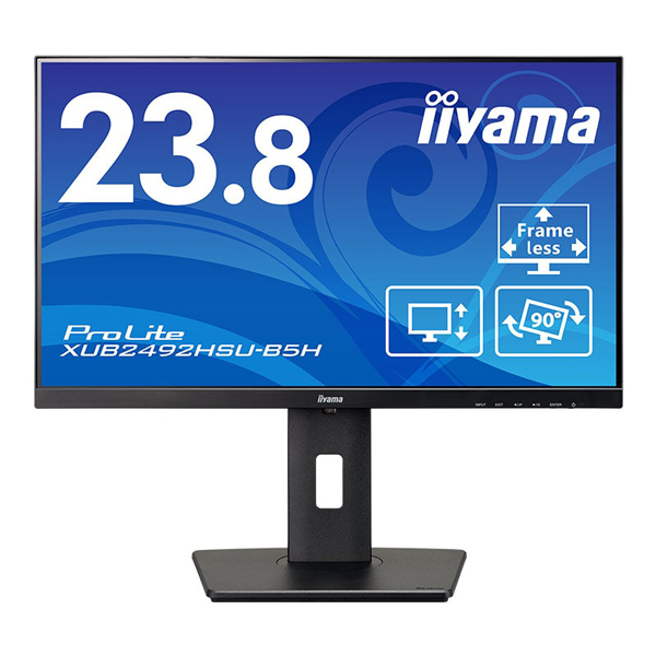 iiyama 液晶ディスプレイ 23.8型/1920×1080/D-sub、HDMI、DisplayPort/BK/スピーカー/IPS方式/昇降/回転 XUB2492HSU-B5H: