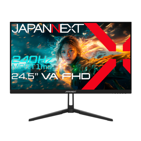 JAPANNEXT ゲーミング液晶ディスプレイ 24.5型/1920×1080/HDMI×2、DP×1/ブラック/スピーカー有/1年保証 JN-VG245FHDR240: