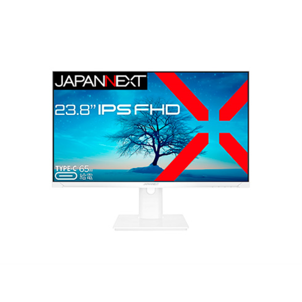 JAPANNEXT 液晶ディスプレイ 23.8型/1920×1080/HDMI×1、DP×1、USB-C×1/ホワイト/スピーカー有/1年保証 JN-IPS2381FHDR-C65W-HSP-W: